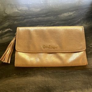 Gold Lilly Pulitzer Clutch bag 12 ins by 7 ins